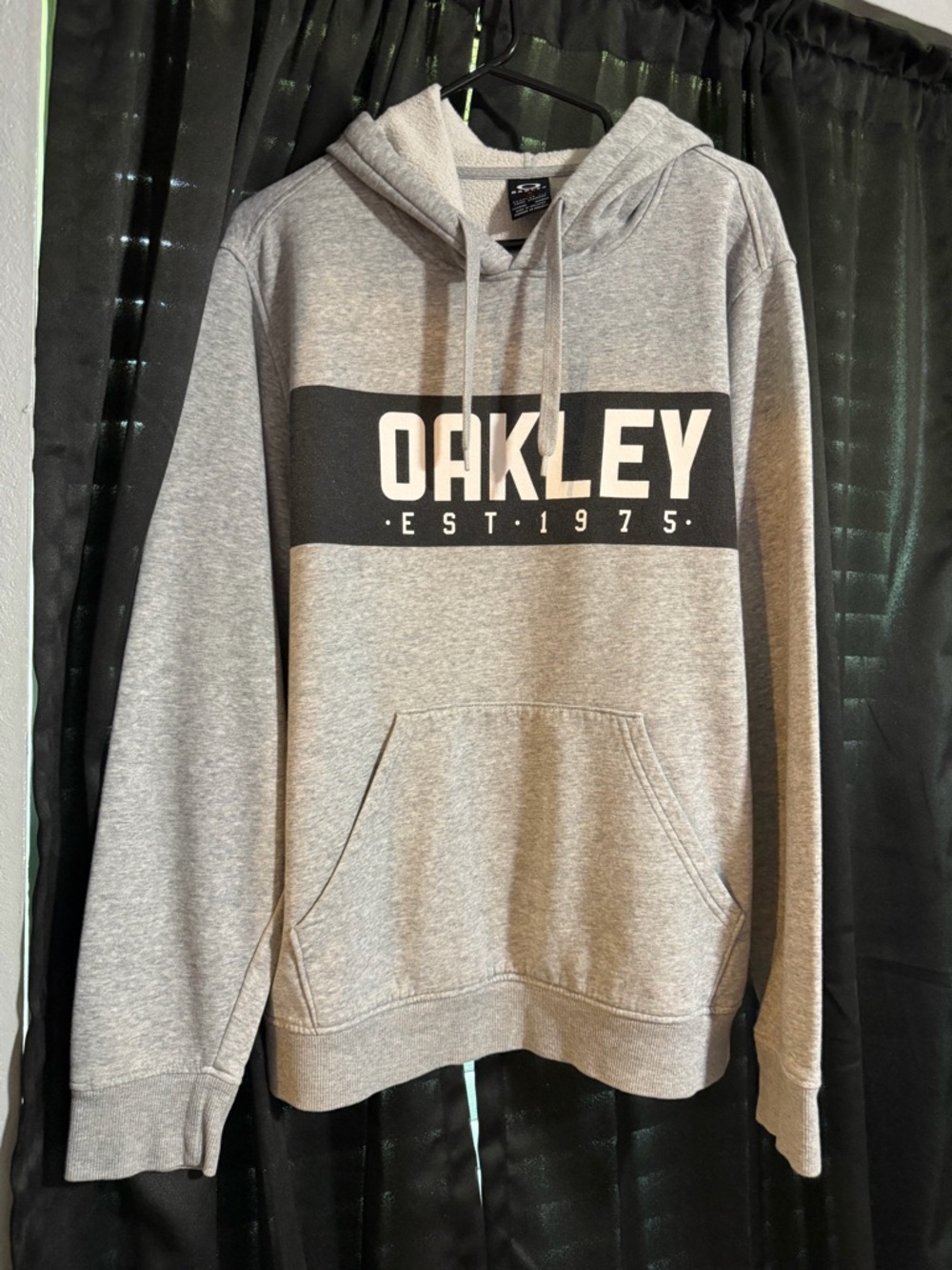 Oakley Gray Hoodie with Black Logo Panel
